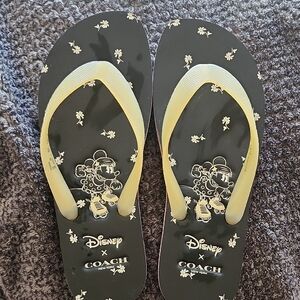 Coach Black and Yellow Flip Flops